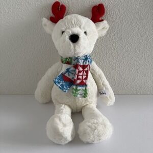 Aurora World Reindeer Plush Soft Toy White w/ Scarf - Named 'Blakely'